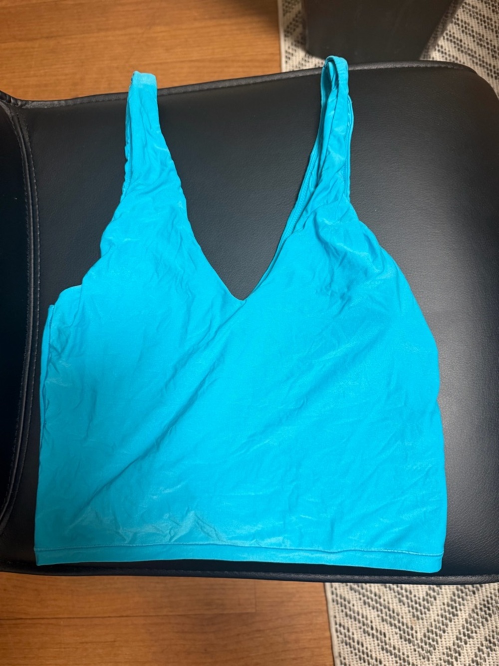 Aerie SMOOTHEZ Plunge Cami V Neck Crop Barbados Blue Color LARGE